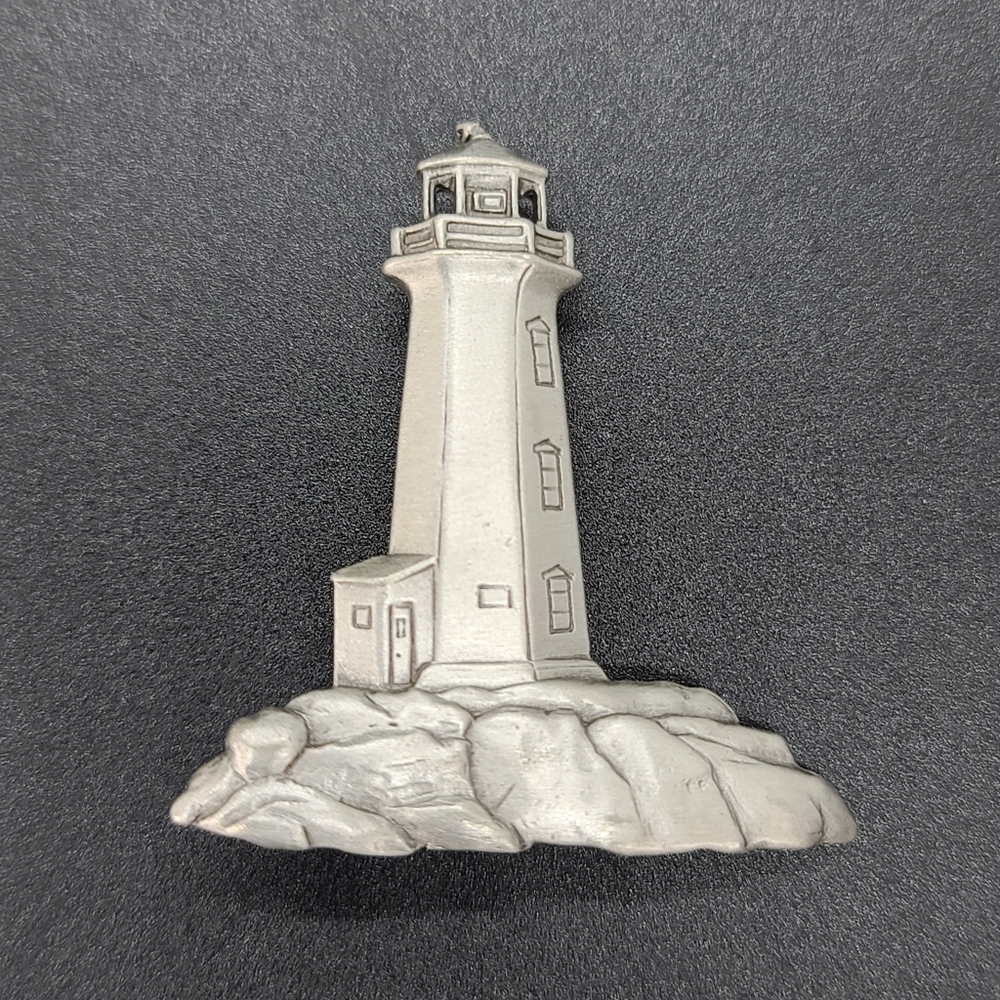 JJ Jonette Jewelry Lighthouse Pin Brooch. Pewter
